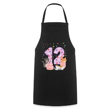 12ème anniversaire Girl Cats Outfit 12 ans - Tablier de cuisine - noir - Devant - AI Model Male 185 dark (185cm)