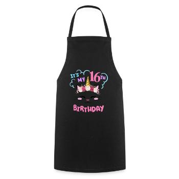 16ème anniversaire Fille Tenue Licorne Chat - Tablier de cuisine - noir - Devant - AI Model Male 185 dark (185cm)