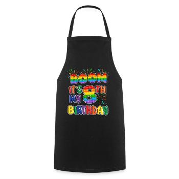 Boom C’est mon 8e anniversaire Huit - Tablier de cuisine - noir - Devant - AI Model Male 185 dark (185cm)