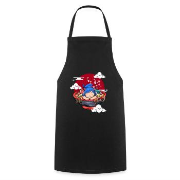 Lustige Schlafende Katze Ramen Niedliches Kätzchen - Kochschürze - Schwarz - Vorne - AI Model Male 185 dark (185cm)