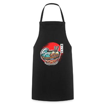 Ramen Bowl Wave Japanische Nudelsuppe - Kochschürze - Schwarz - Vorne - AI Model Male 185 dark (185cm)