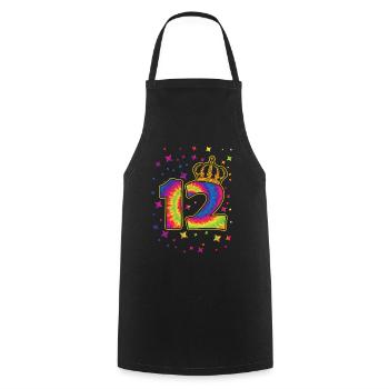 Tie-dye 12. Geburtstagsfeier 12 Jahre Alter - Kochschürze - Schwarz - Vorne - AI Model Male 185 dark (185cm)