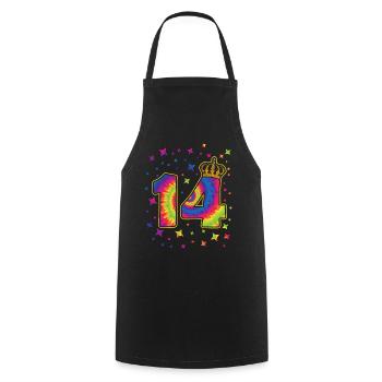 Tie-dye 14. Geburtstagsfeier 14 Jahre Alter - Kochschürze - Schwarz - Vorne - AI Model Male 185 dark (185cm)