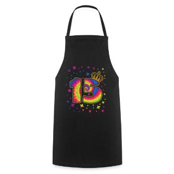 Tie-dye fête d’anniversaire 15 ans 15 ans - Tablier de cuisine - noir - Devant - AI Model Male 185 dark (185cm)