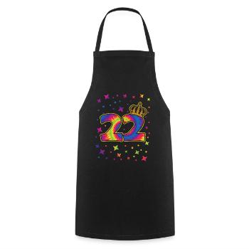 Tie-dye 22ème fête d’anniversaire 22 ans - Tablier de cuisine - noir - Devant - AI Model Male 185 dark (185cm)