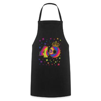 Tie-dye 40th birthday party 40 years old - Cooking Apron - black - Front - AI Model Male 185 dark (185cm)