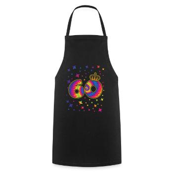Tie-dye 60th Birthday Party 60 Years Old - Cooking Apron - black - Front - AI Model Male 185 dark (185cm)