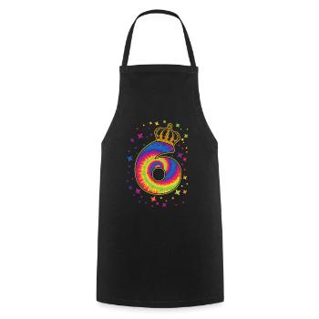 Tie-dye 6. Geburtstagsfeier 6 Jahre Alter - Kochschürze - Schwarz - Vorne - AI Model Male 185 dark (185cm)