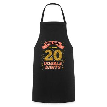This girl is now 20 double digit 20. - Cooking Apron - black - Front - AI Model Male 185 dark (185cm)