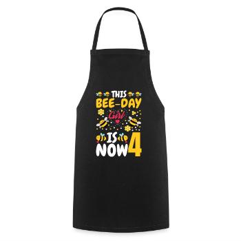 This bee day girl is now 4. 4. - Cooking Apron - black - Front - AI Model Male 185 dark (185cm)