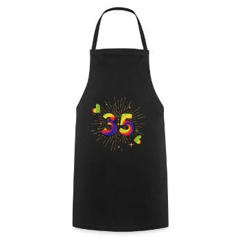 Tie-dye 35. Geburtstagsfeier 35 Jahre Alter - Kochschürze - Schwarz - Vorne - AI Model Male 185 dark (185cm)