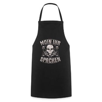 Moin ihr Spacken - Digga Spruch Meer Norddeutsch - Kochschürze - Schwarz - Vorne - AI Model Male 185 dark (185cm)
