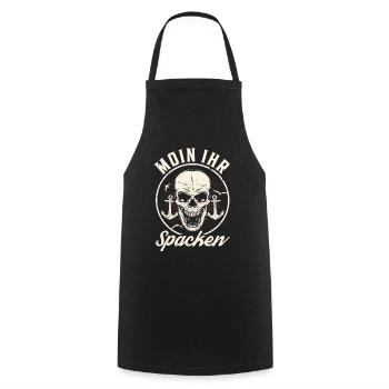 Moin ihr Spacken - Digga Spruch Meer Norddeutsch - Kochschürze - Schwarz - Vorne - AI Model Male 185 dark (185cm)