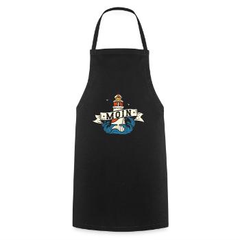 Moin ihr Spacken - Digga Spruch Meer Norddeutsch - Kochschürze - Schwarz - Vorne - AI Model Male 185 dark (185cm)