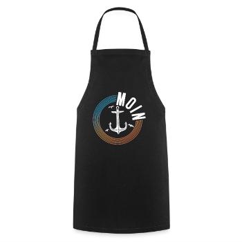 Moin ihr Spacken - Digga Spruch Meer Norddeutsch - Kochschürze - Schwarz - Vorne - AI Model Male 185 dark (185cm)