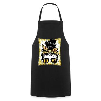 Tournesol Maman Née 1987 Anniversaire - Tablier de cuisine - noir - Devant - AI Model Male 185 dark (185cm)