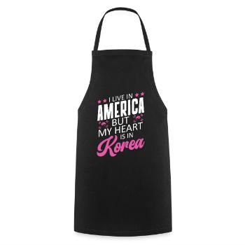 I live in America, but my heart is in Korea - Cooking Apron - black - Front - AI Model Male 185 dark (185cm)