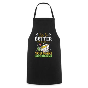 You Maki Miso Happy Ramen Lover Japan - Cooking Apron - black - Front - AI Model Male 185 dark (185cm)