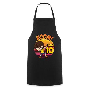 Boom I'm 10 | Birthday Boy | 10th Birthday Party - Cooking Apron - black - Front - AI Model Male 185 dark (185cm)