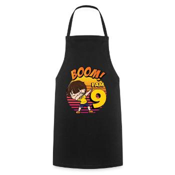Boom I'm 9 | Birthday Boy | 9th Birthday Party - Cooking Apron - black - Front - AI Model Male 185 dark (185cm)