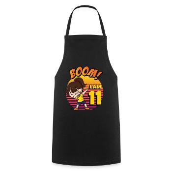 Boom I'm 11 | Birthday Girl | 11th Birthday Party - Cooking Apron - black - Front - AI Model Male 185 dark (185cm)