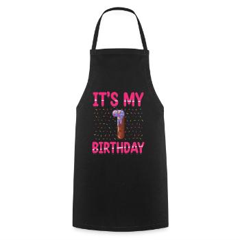 C’est mon 1er anniversaire | | du thème Sprinkles - Tablier de cuisine - noir - Devant - AI Model Male 185 dark (185cm)