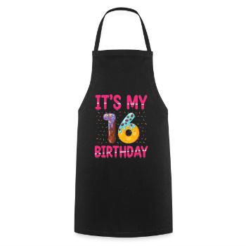 C’est mon 16e anniversaire | Saupoudrer des | à thème - Tablier de cuisine - noir - Devant - AI Model Male 185 dark (185cm)