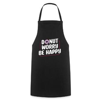 Donut Worry Be Happy | Donut Lover Tshirt | Drôle - Tablier de cuisine - noir - Devant - AI Model Male 185 dark (185cm)