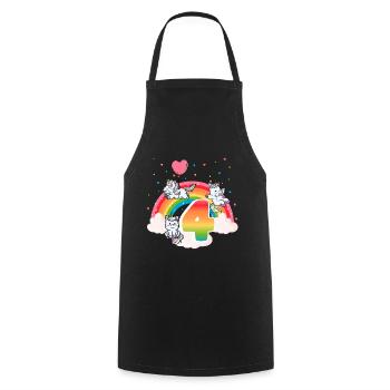 4th Birthday Dabbing Llama Unicorn Sloth | 4th - Cooking Apron - black - Front - AI Model Male 185 dark (185cm)