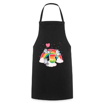 5ème anniversaire Rainbow Unicorn Thème Anniversaire - Tablier de cuisine - noir - Devant - AI Model Male 185 dark (185cm)