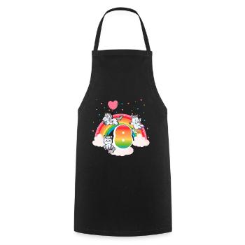 8ème anniversaire Rainbow Unicorn Thème Anniversaire - Tablier de cuisine - noir - Devant - AI Model Male 185 dark (185cm)