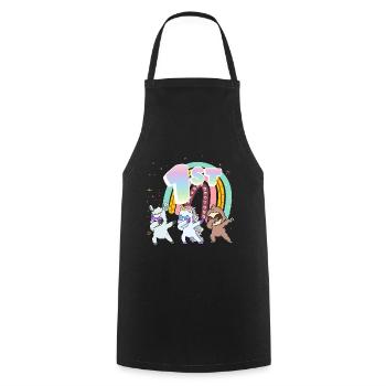 1st Birthday Dabbing Llama Unicorn Sloth | 1st - Cooking Apron - black - Front - AI Model Male 185 dark (185cm)