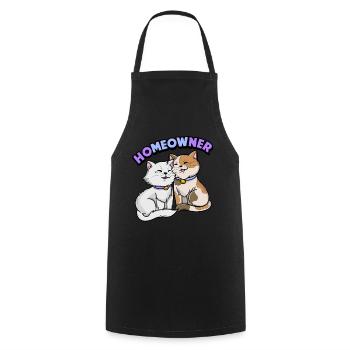 | propriétaire Chemise de chat mignonne | Tshirt Amoureux des Chats | - Tablier de cuisine - noir - Devant - AI Model Male 185 dark (185cm)