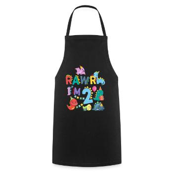 Rawr Je suis 2 | | de dinosaures Rawr 2ème anniversaire - Tablier de cuisine - noir - Devant - AI Model Male 185 dark (185cm)