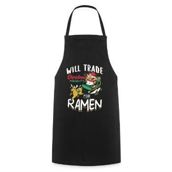 Échangez des cadeaux de Noël contre des ramen | Ramen - Tablier de cuisine - noir - Devant - AI Model Male 185 dark (185cm)