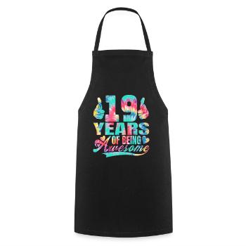 19th birthday or anniversary 19 years of being - Cooking Apron - black - Front - AI Model Male 185 dark (185cm)