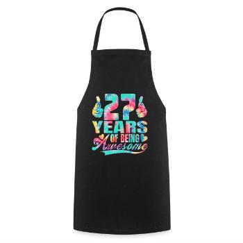 27e anniversaire ou anniversaire 27 ans d’existence - Tablier de cuisine - noir - Devant - AI Model Male 185 dark (185cm)