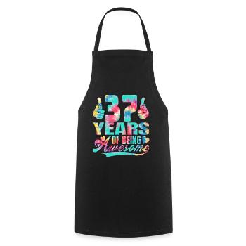 37th birthday or anniversary 37 years of being - Cooking Apron - black - Front - AI Model Male 185 dark (185cm)