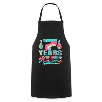 7ème anniversaire ou anniversaire 7 ans d’être - Tablier de cuisine - noir - Devant - AI Model Male 185 dark (185cm)