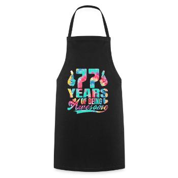 77th birthday or anniversary 77 years of being - Cooking Apron - black - Front - AI Model Male 185 dark (185cm)