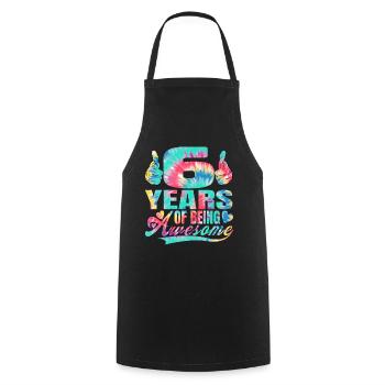 6ème anniversaire ou anniversaire 6 ans d’existence - Tablier de cuisine - noir - Devant - AI Model Male 185 dark (185cm)
