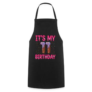 C’est mon 11e anniversaire | Saupoudrer des | à thème - Tablier de cuisine - noir - Devant - AI Model Male 185 dark (185cm)