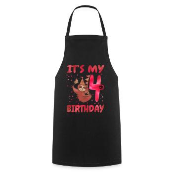 4th Birthday Cute Sloth Party Hat - Cooking Apron - black - Front - AI Model Male 185 dark (185cm)