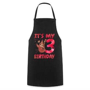 3rd Birthday Cute Sloth Party Hut Themed Birthday - Cooking Apron - black - Front - AI Model Male 185 dark (185cm)