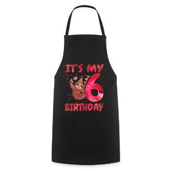 6th Birthday Cute Sloth Party Hat - Cooking Apron - black - Front - AI Model Male 185 dark (185cm)