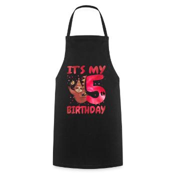 5th Birthday Cute Sloth Party Hut Themed Birthday - Cooking Apron - black - Front - AI Model Male 185 dark (185cm)