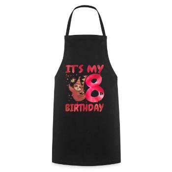 8th Birthday Cute Sloth Party Hat - Cooking Apron - black - Front - AI Model Male 185 dark (185cm)