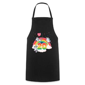 20th Birthday Rainbow Unicorn Theme - Cooking Apron - black - Front - AI Model Male 185 dark (185cm)