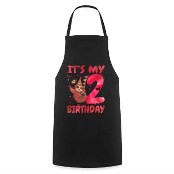 2nd Birthday Cute Sloth Party Hut Themed Birthday - Cooking Apron - black - Front - AI Model Male 185 dark (185cm)