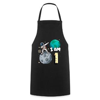 Je suis 1 chambre astronaute enfant Moon Walker 1. - Tablier de cuisine - noir - Devant - AI Model Male 185 dark (185cm)
